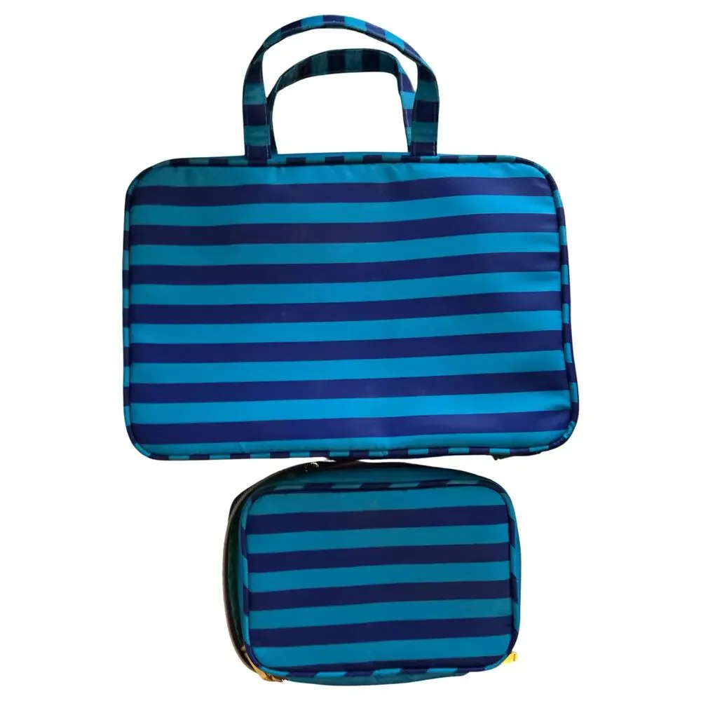 Kestrel Blue Striped Trabvel Toiletry Bag Set